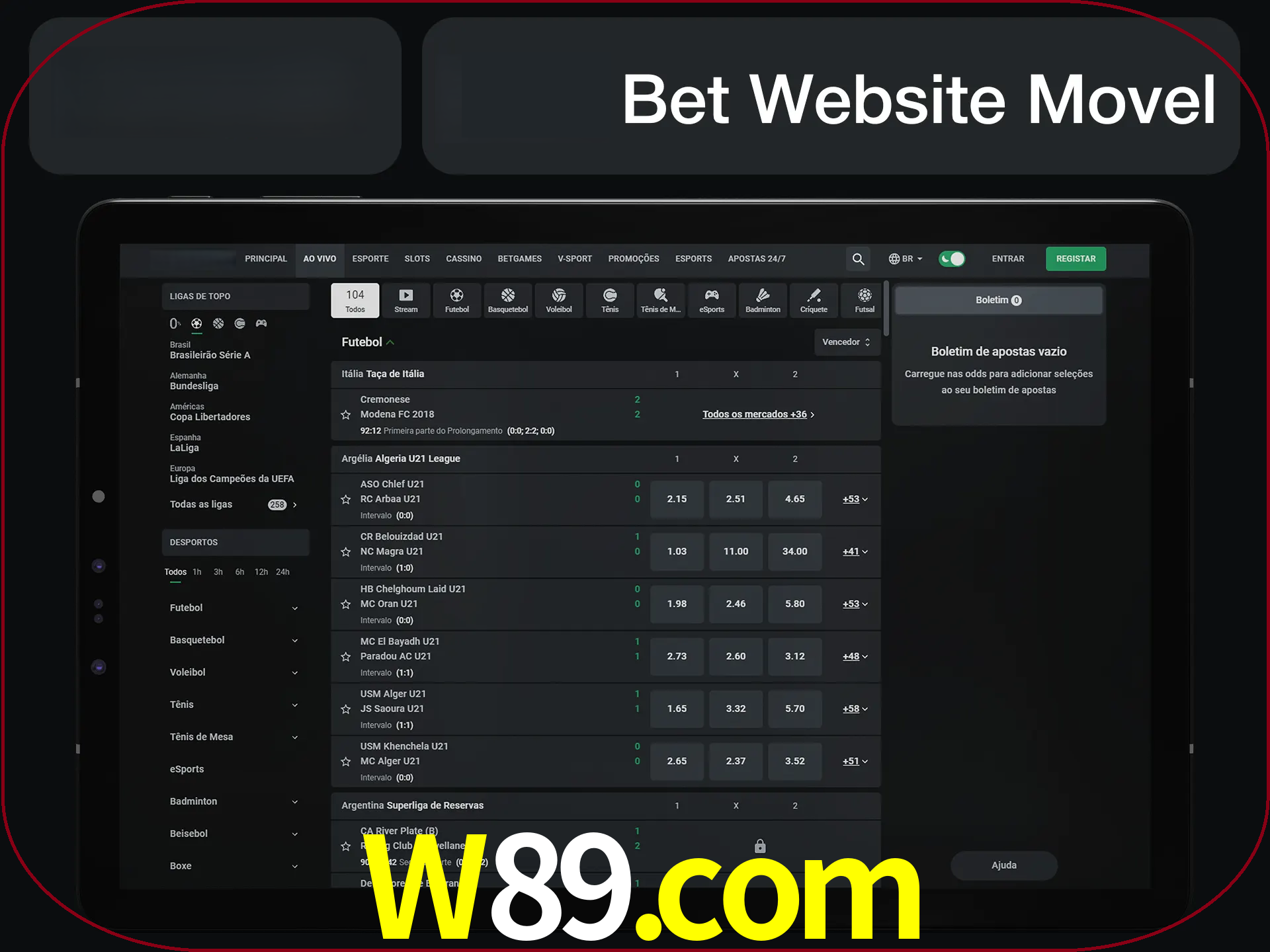 Use nosso website em qualquer dispositivo.