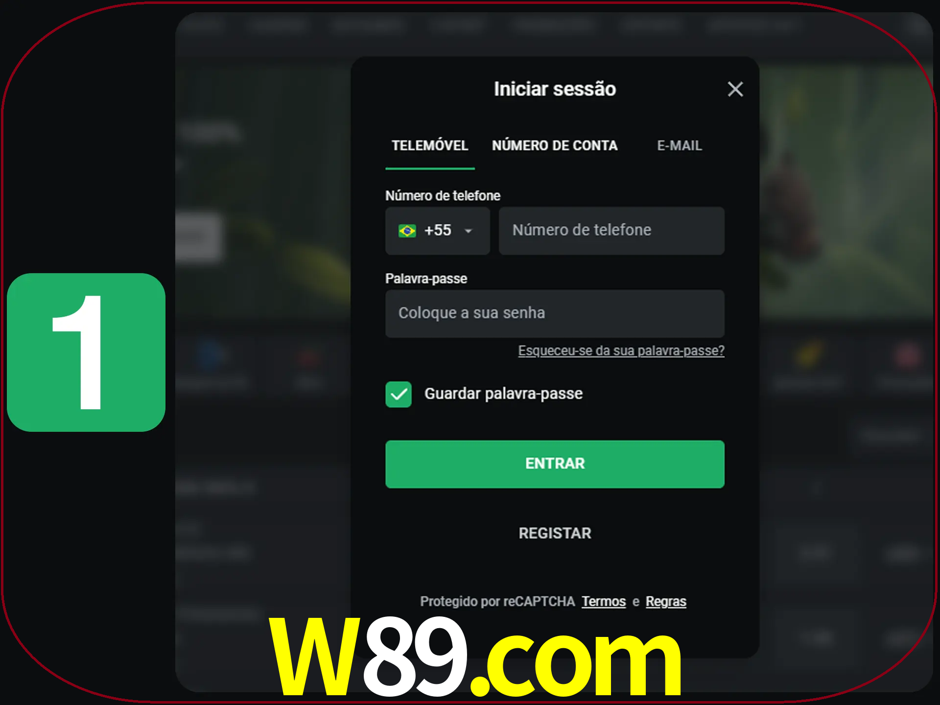 Clique no botão Entrar.